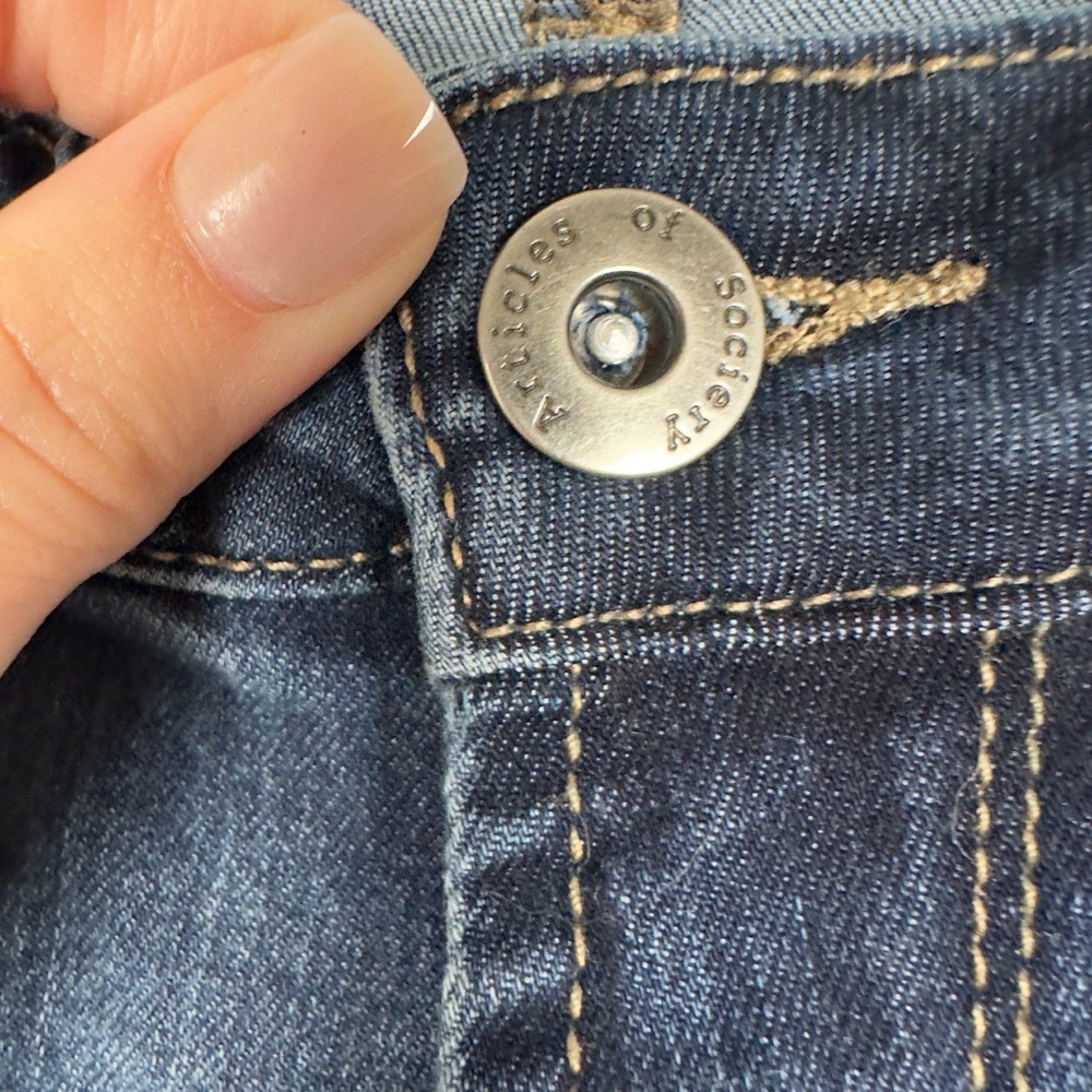 Articles Of Society‎ Jeans Womens 26 Skinny Dark Wash Frayed Hem Blue Denim - Picture 5 of 14